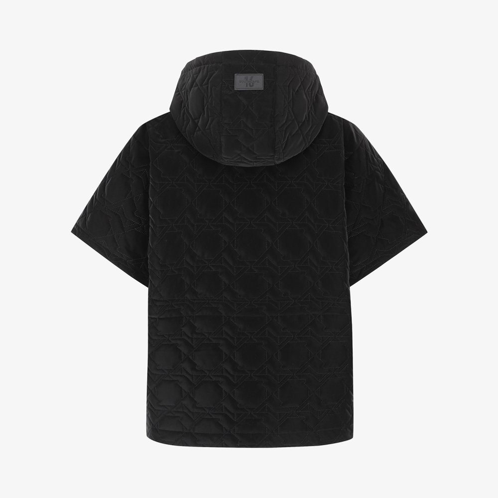 사우스케이프 여성 글로시 퀼팅 하프슬리브 패딩 점퍼_블랙