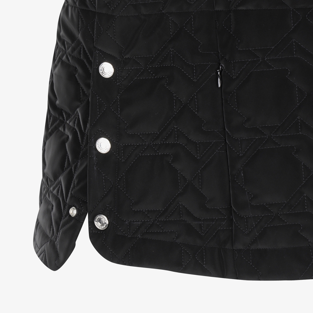 사우스케이프 여성 글로시 퀼팅 하프슬리브 패딩 점퍼_블랙