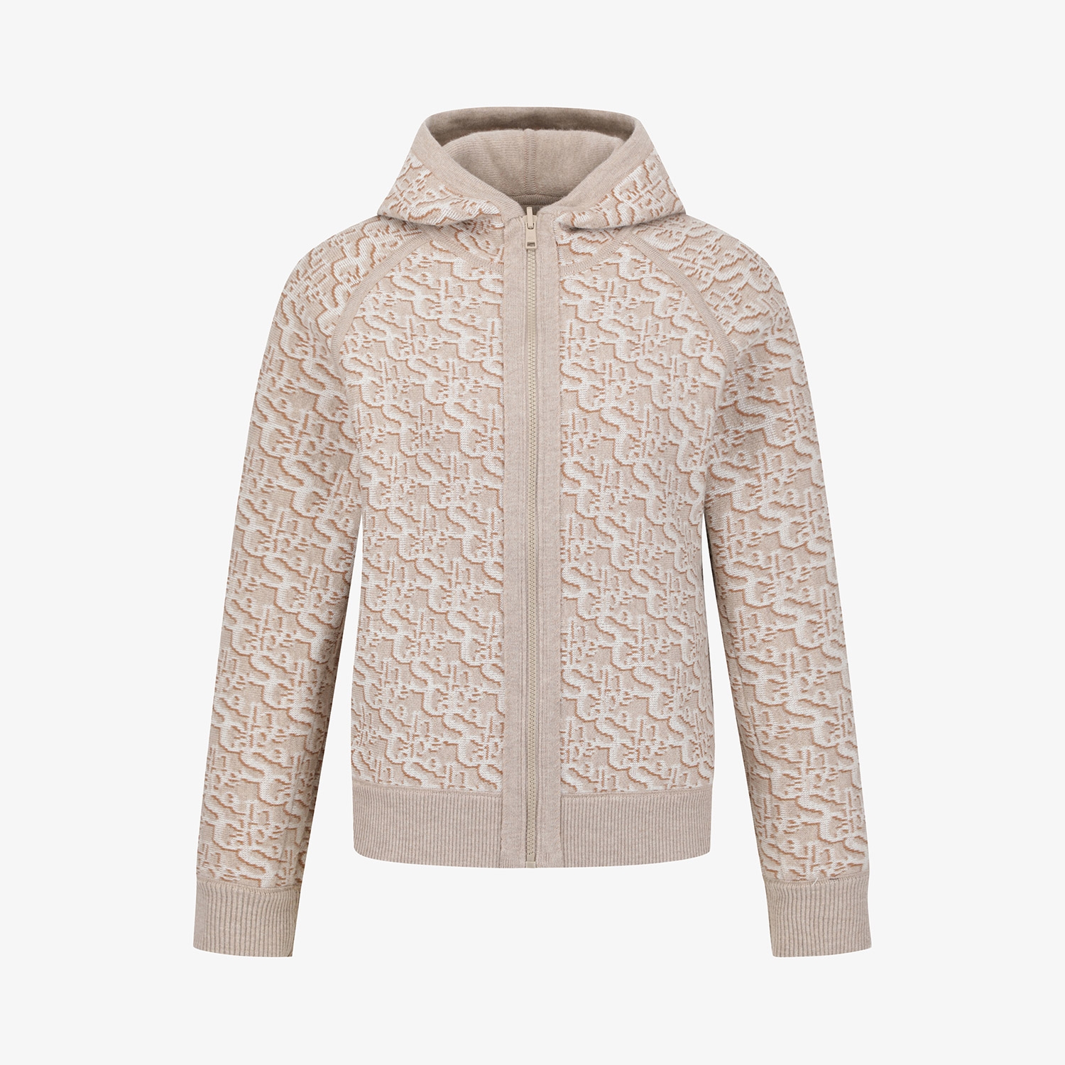 사우스케이프 여성 리버시블 자카드 니트 후드 집업_베이지