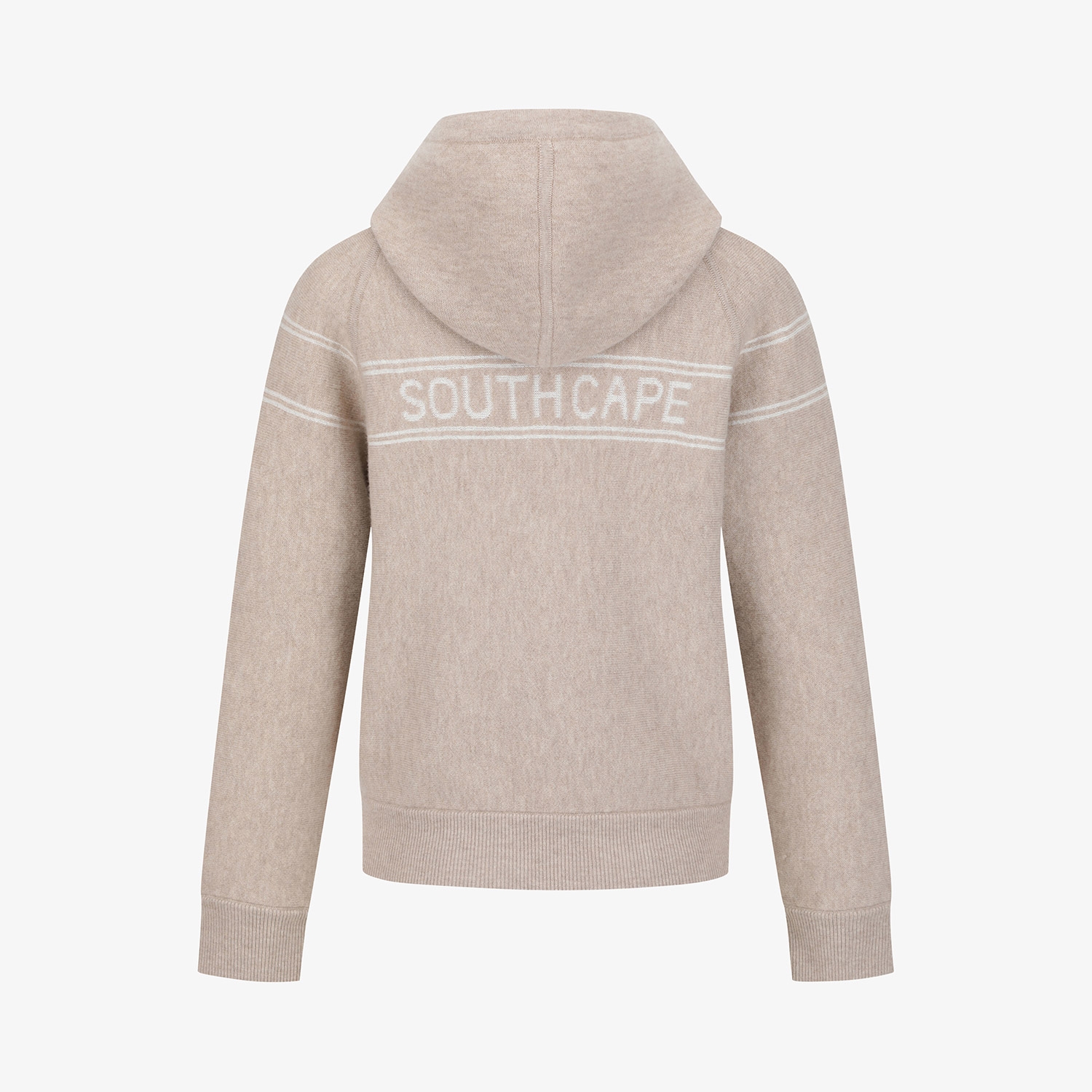 사우스케이프 여성 리버시블 자카드 니트 후드 집업_베이지