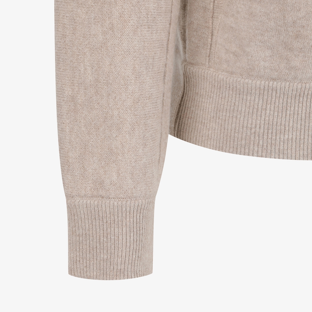 사우스케이프 여성 리버시블 자카드 니트 후드 집업_베이지