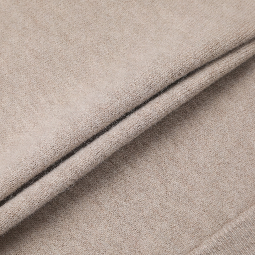 사우스케이프 여성 리버시블 자카드 니트 후드 집업_베이지