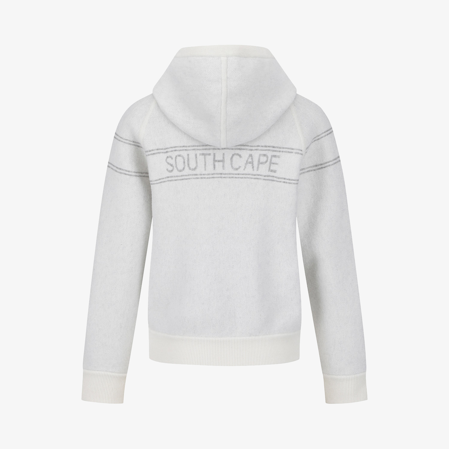 사우스케이프 여성 리버시블 자카드 니트 후드 집업_아이보리