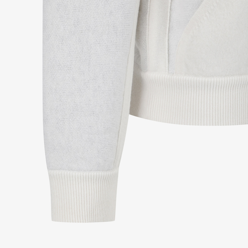 사우스케이프 여성 리버시블 자카드 니트 후드 집업_아이보리