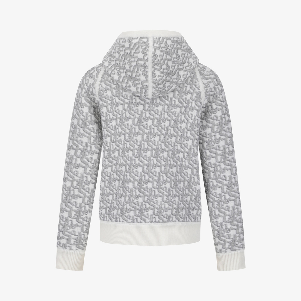 사우스케이프 여성 리버시블 자카드 니트 후드 집업_아이보리