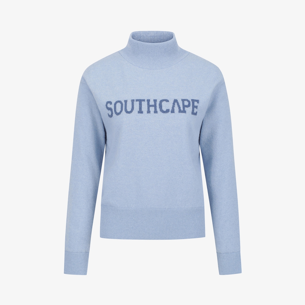사우스케이프 여성 방풍 캐시미어 모크넥 니트 풀오버_블루