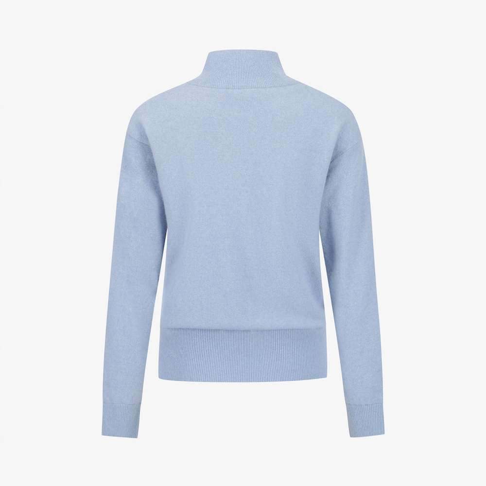 사우스케이프 여성 방풍 캐시미어 모크넥 니트 풀오버_블루