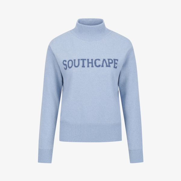 사우스케이프 여성 방풍 캐시미어 모크넥 니트 풀오버_블루