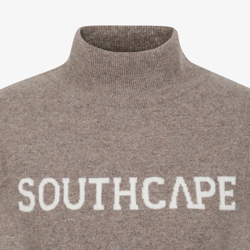 사우스케이프 여성 방풍 캐시미어 모크넥 니트 풀오버_멜란지 베이지