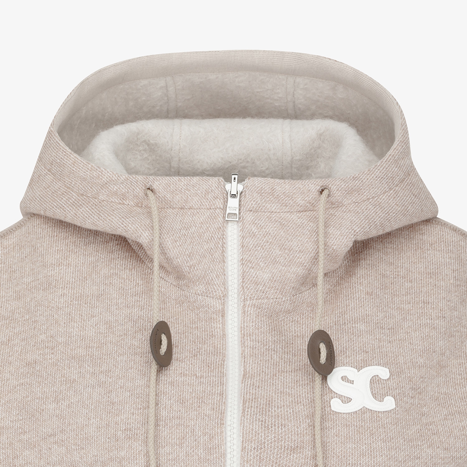 사우스크로스 여성 리버시블 부클 니트 후드 베스트_베이지