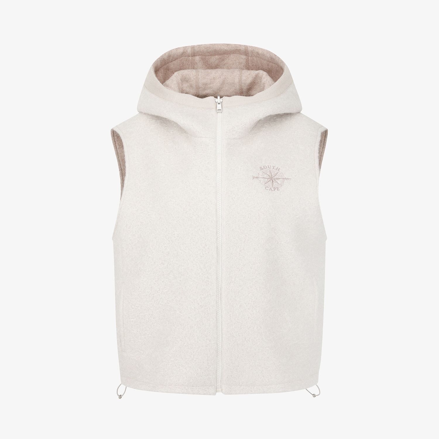 사우스크로스 여성 리버시블 부클 니트 후드 베스트_베이지