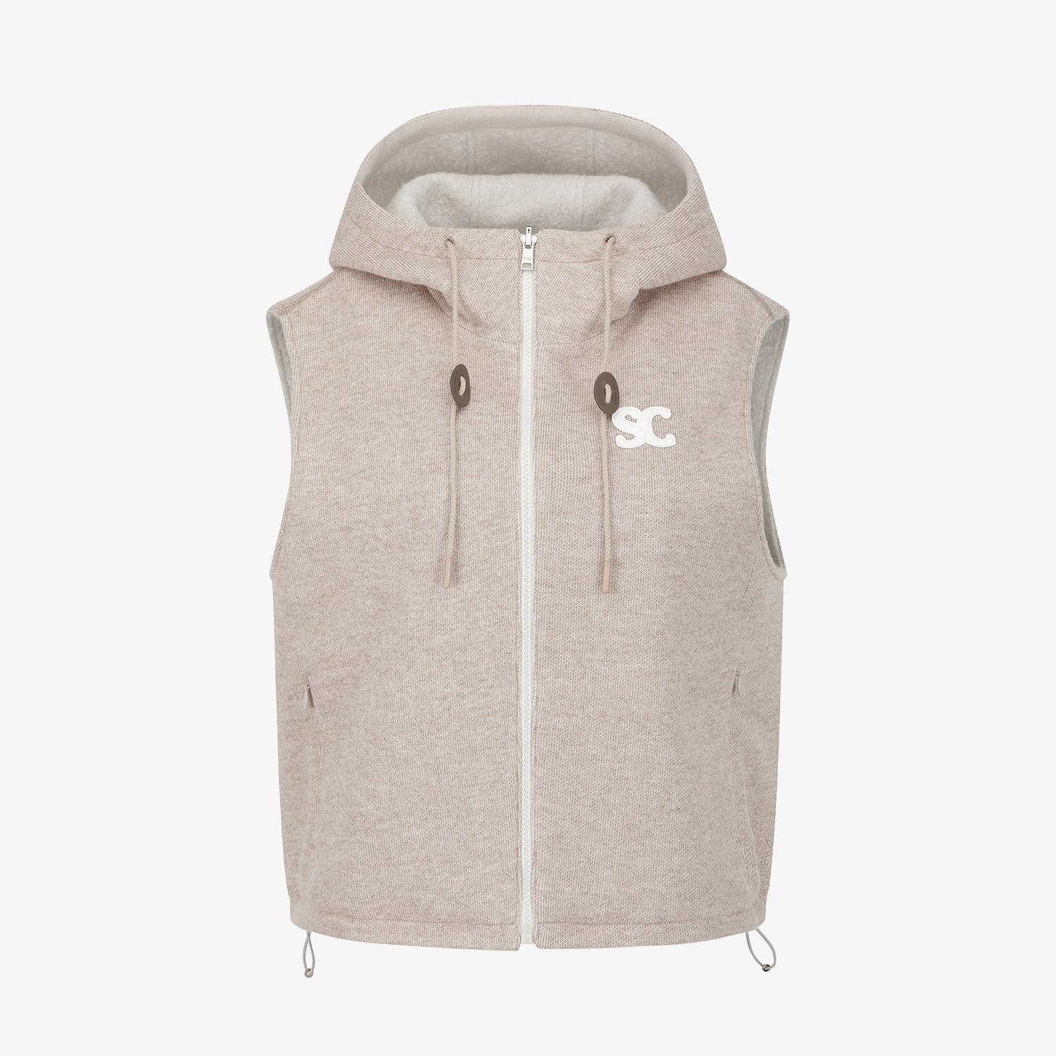 사우스크로스 여성 리버시블 부클 니트 후드 베스트_베이지