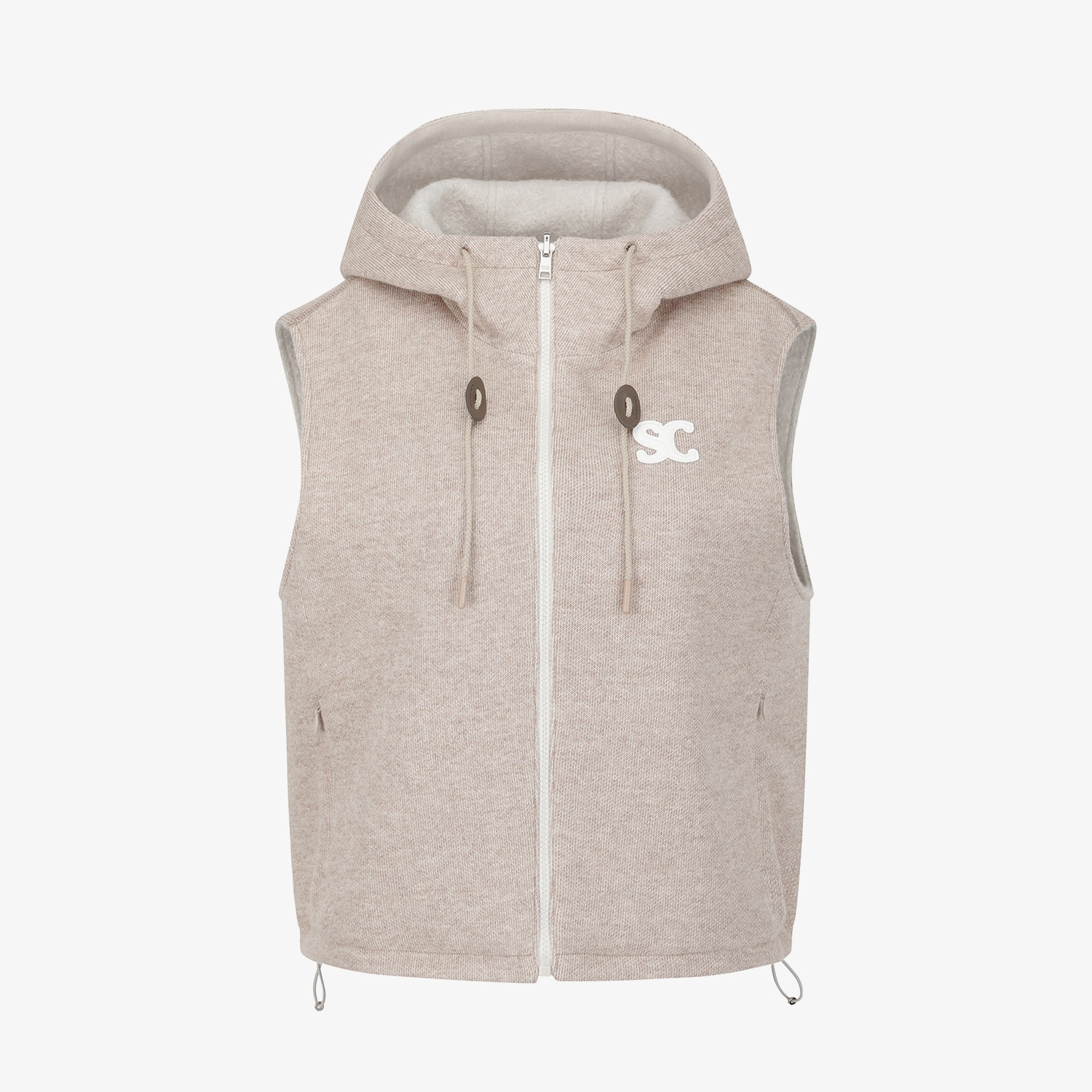 사우스크로스 여성 리버시블 부클 니트 후드 베스트_베이지