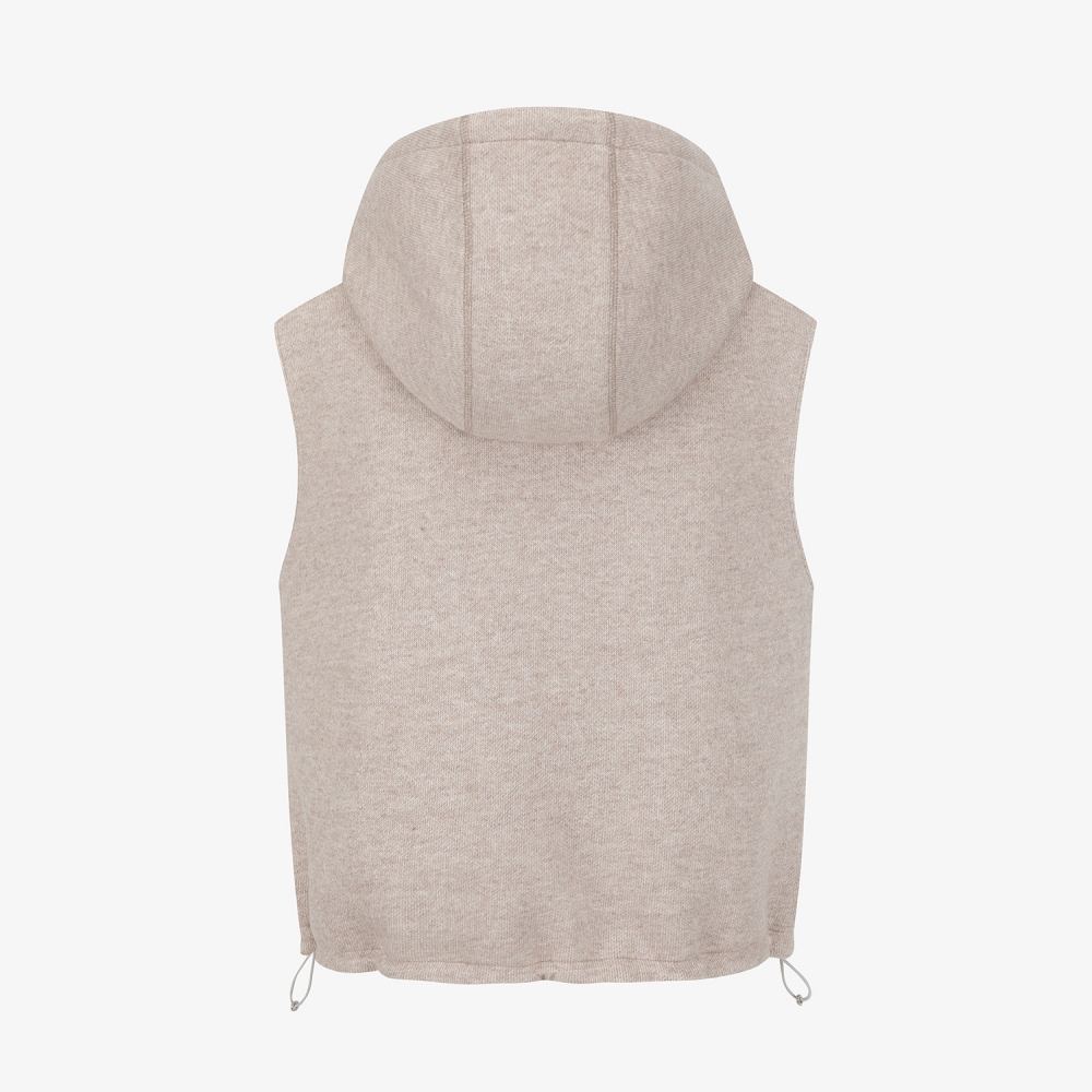 사우스크로스 여성 리버시블 부클 니트 후드 베스트_베이지