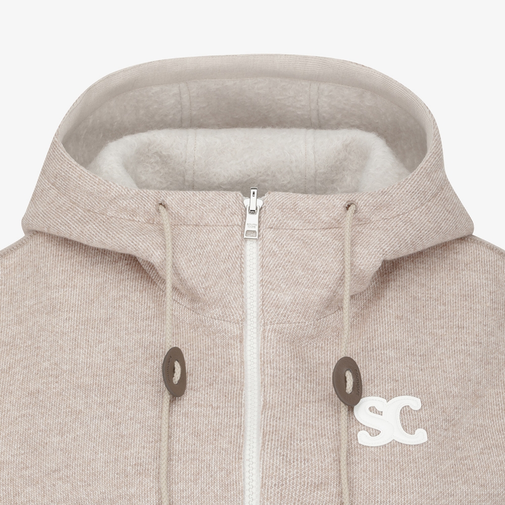 사우스크로스 여성 리버시블 부클 니트 후드 베스트_베이지