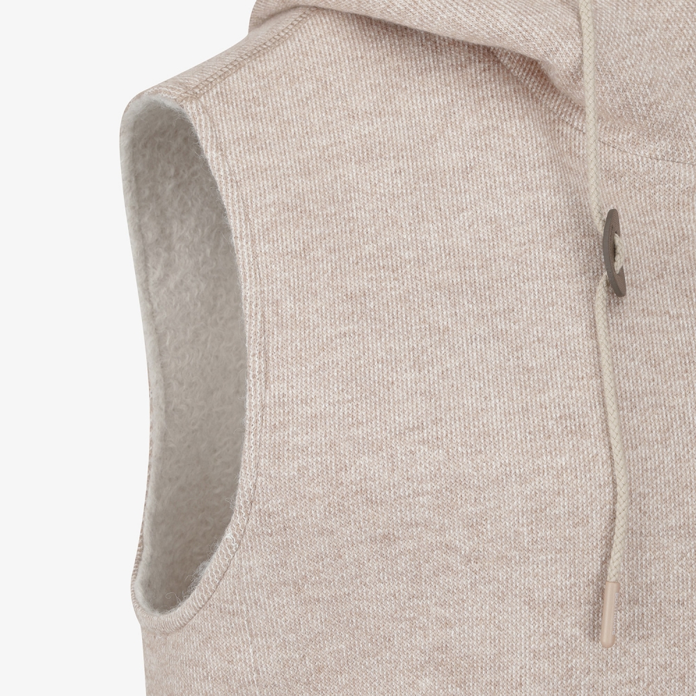 사우스크로스 여성 리버시블 부클 니트 후드 베스트_베이지