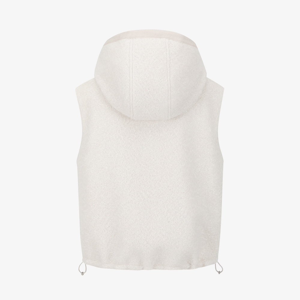 사우스크로스 여성 리버시블 부클 니트 후드 베스트_베이지