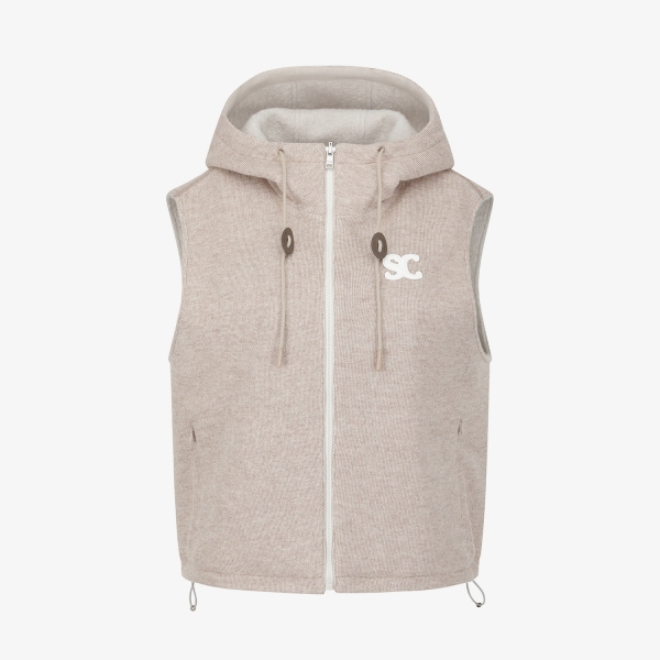 사우스크로스 여성 리버시블 부클 니트 후드 베스트_베이지