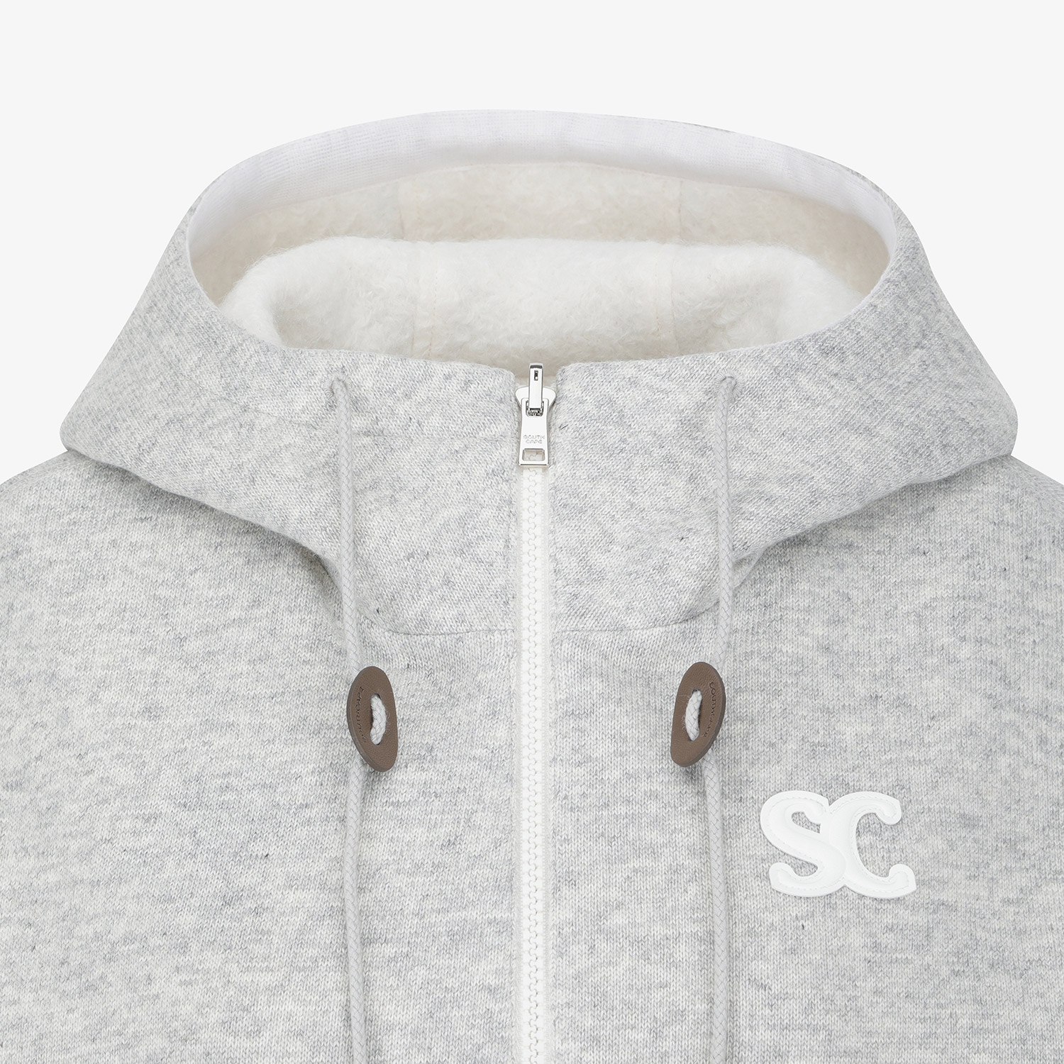 사우스크로스 여성 리버시블 부클 니트 후드 베스트_그레이