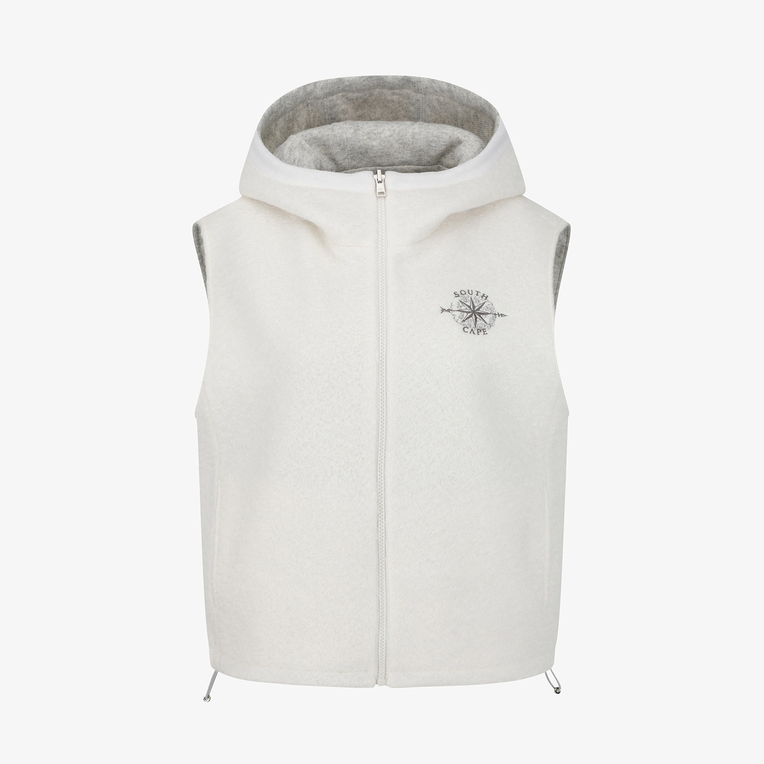 사우스크로스 여성 리버시블 부클 니트 후드 베스트_그레이