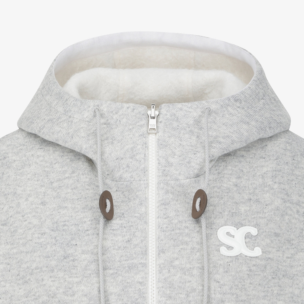 사우스크로스 여성 리버시블 부클 니트 후드 베스트_그레이