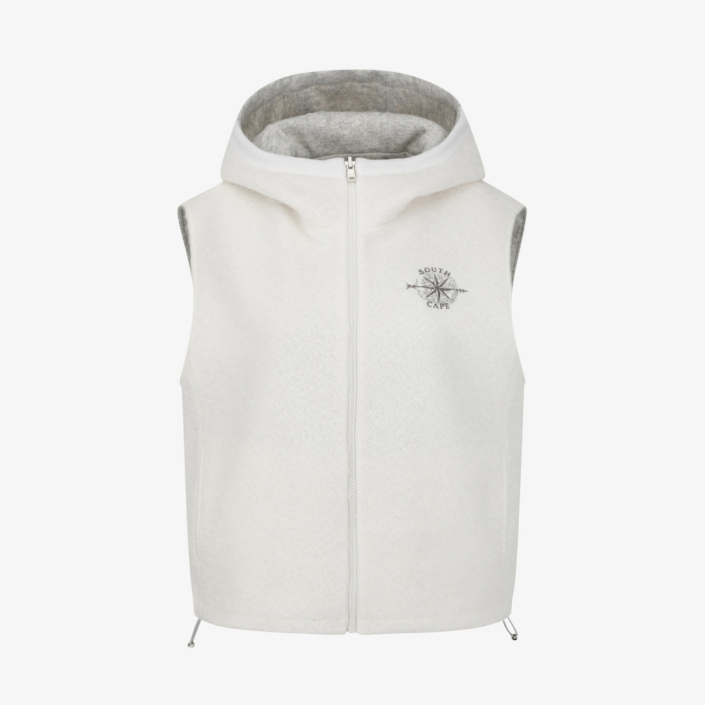 사우스크로스 여성 리버시블 부클 니트 후드 베스트_그레이