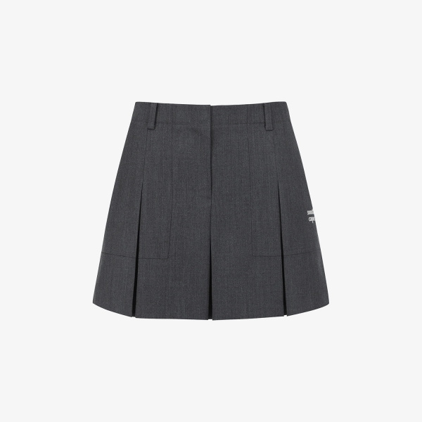 사우스케이프 여성 울 멜란지 절개 포인트 스커트_그레이