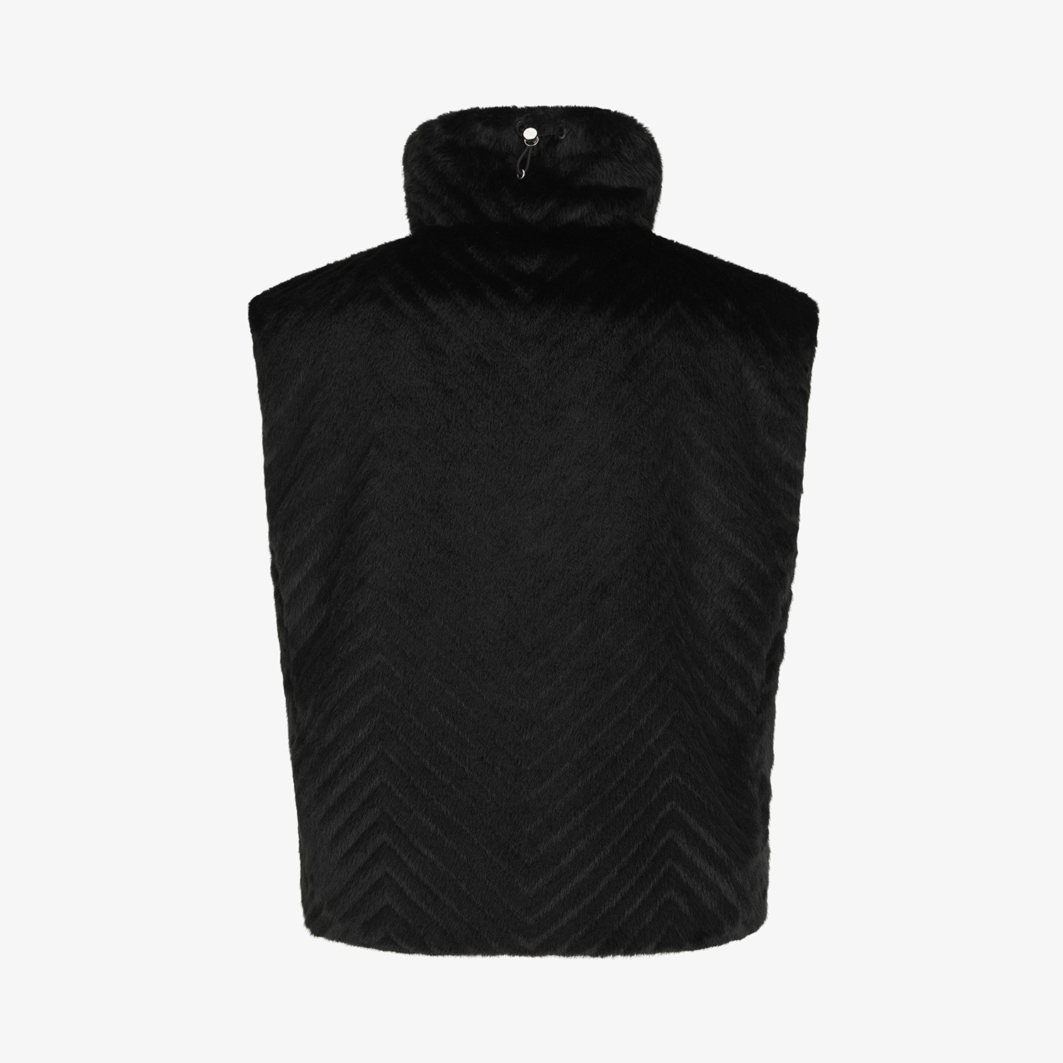 여성 사우스크로스 페이크 퍼 하이넥 리버시블 베스트_블랙