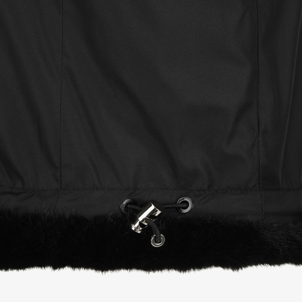 여성 사우스크로스 페이크 퍼 하이넥 리버시블 베스트_블랙