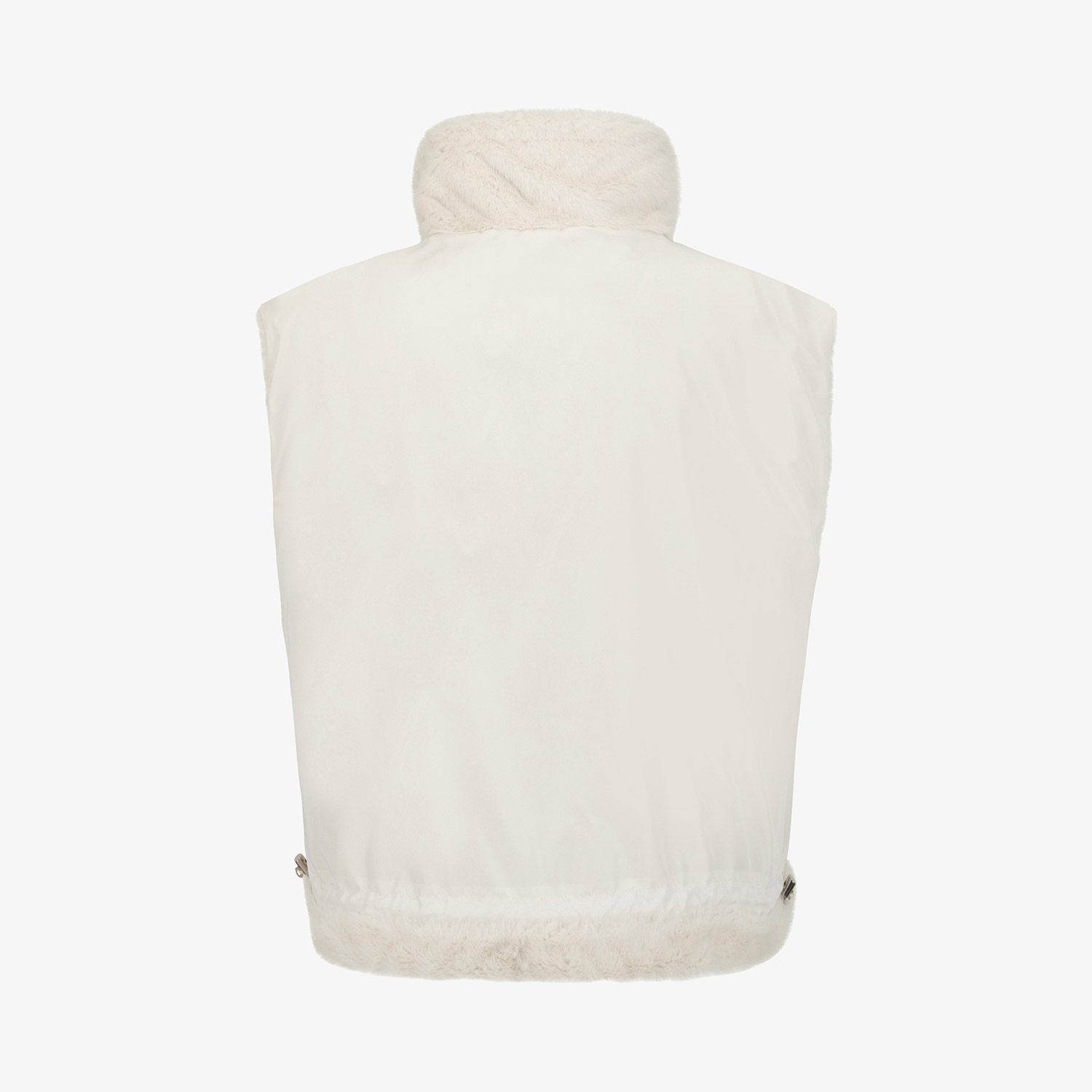 여성 사우스크로스 페이크 퍼 하이넥 리버시블 베스트_아이보리