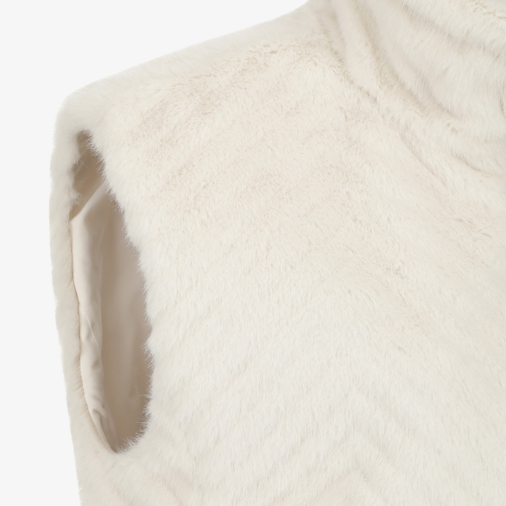 여성 사우스크로스 페이크 퍼 하이넥 리버시블 베스트_아이보리