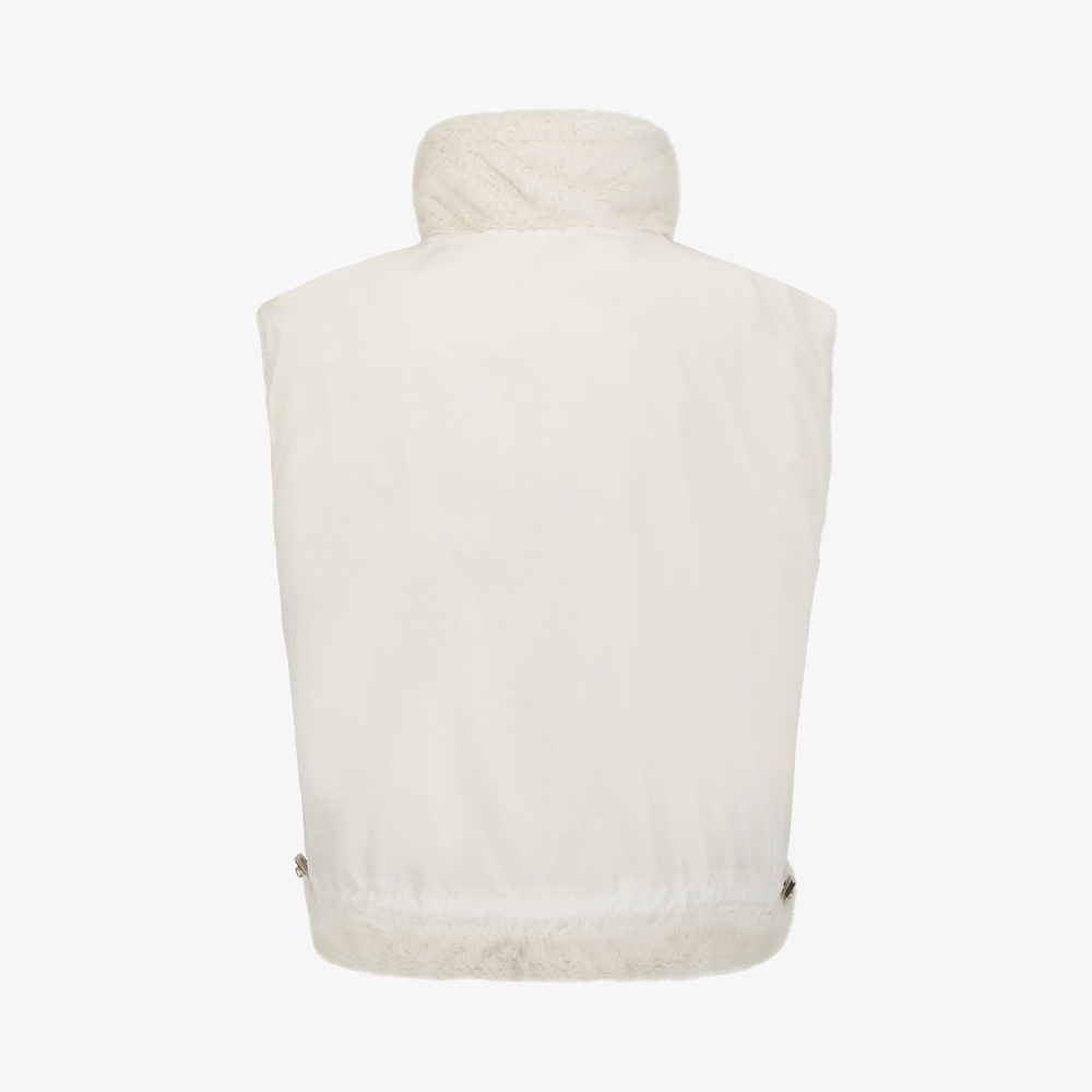 여성 사우스크로스 페이크 퍼 하이넥 리버시블 베스트_아이보리