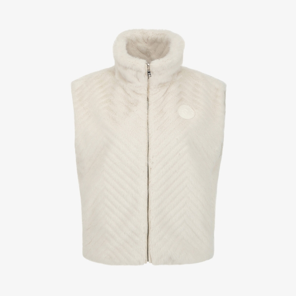 여성 사우스크로스 페이크 퍼 하이넥 리버시블 베스트_아이보리