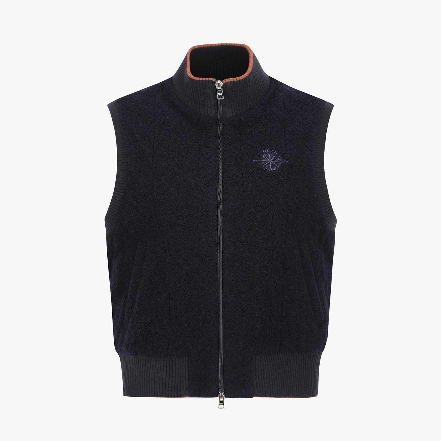 여성 사우스크로스 부클 울 니트 베스트_네이비