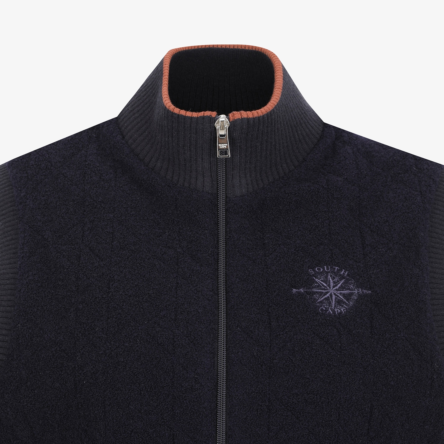 여성 사우스크로스 부클 울 니트 베스트_네이비