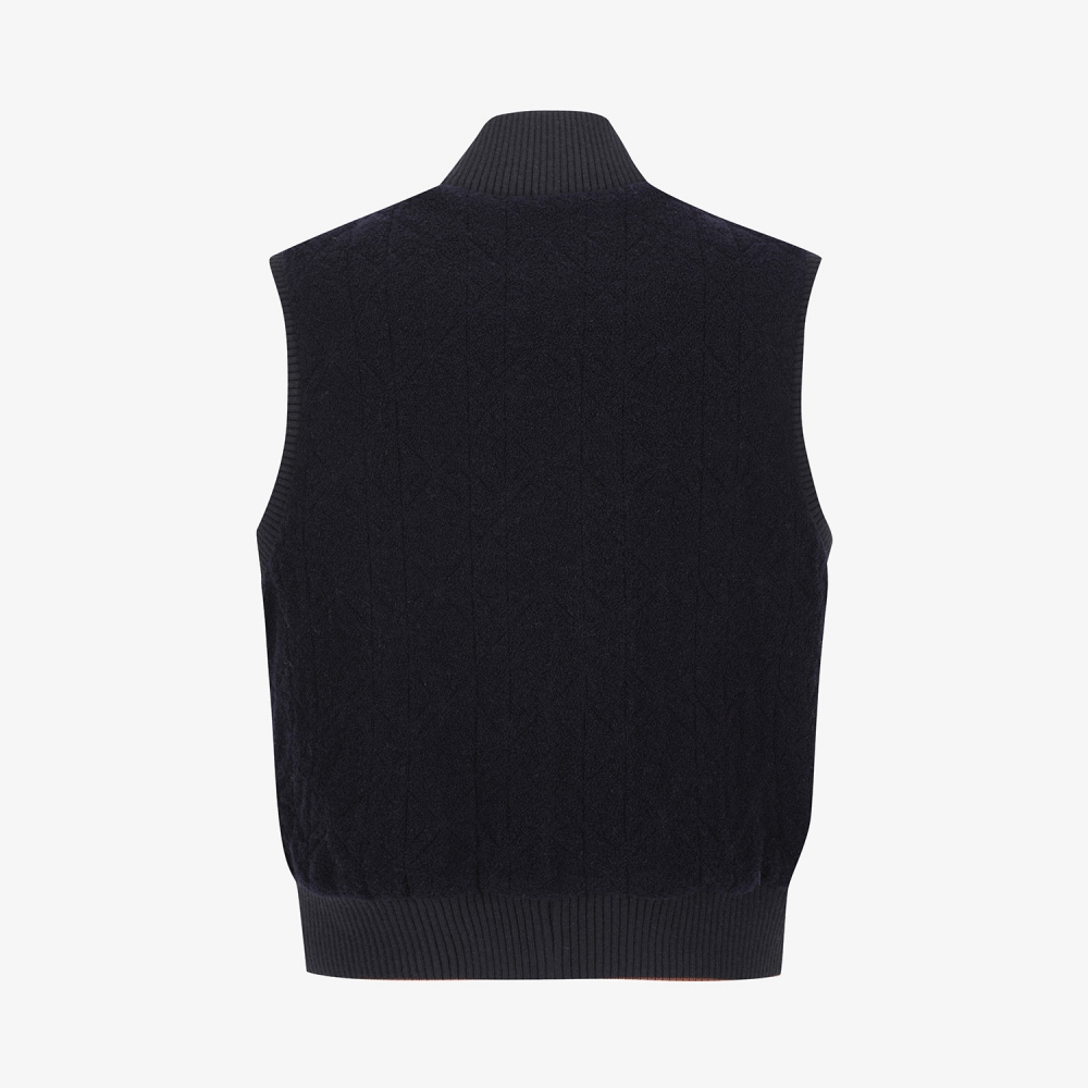 여성 사우스크로스 부클 울 니트 베스트_네이비