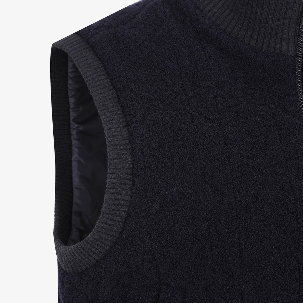 여성 사우스크로스 부클 울 니트 베스트_네이비