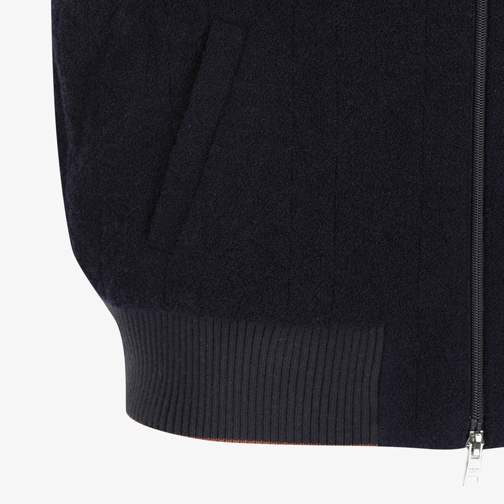 여성 사우스크로스 부클 울 니트 베스트_네이비