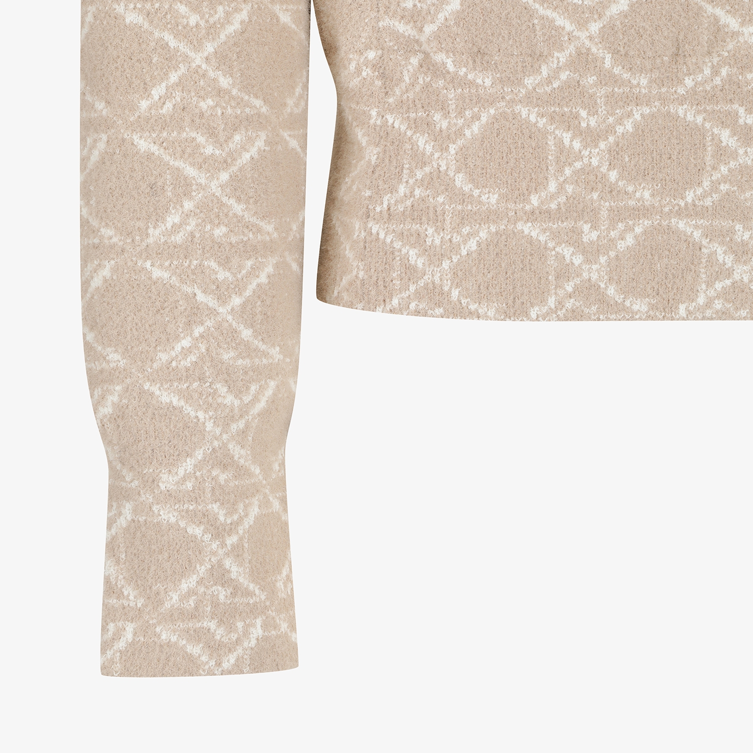 사우스케이프 여성 볼란테 자카드 니트 후드 집업_베이지