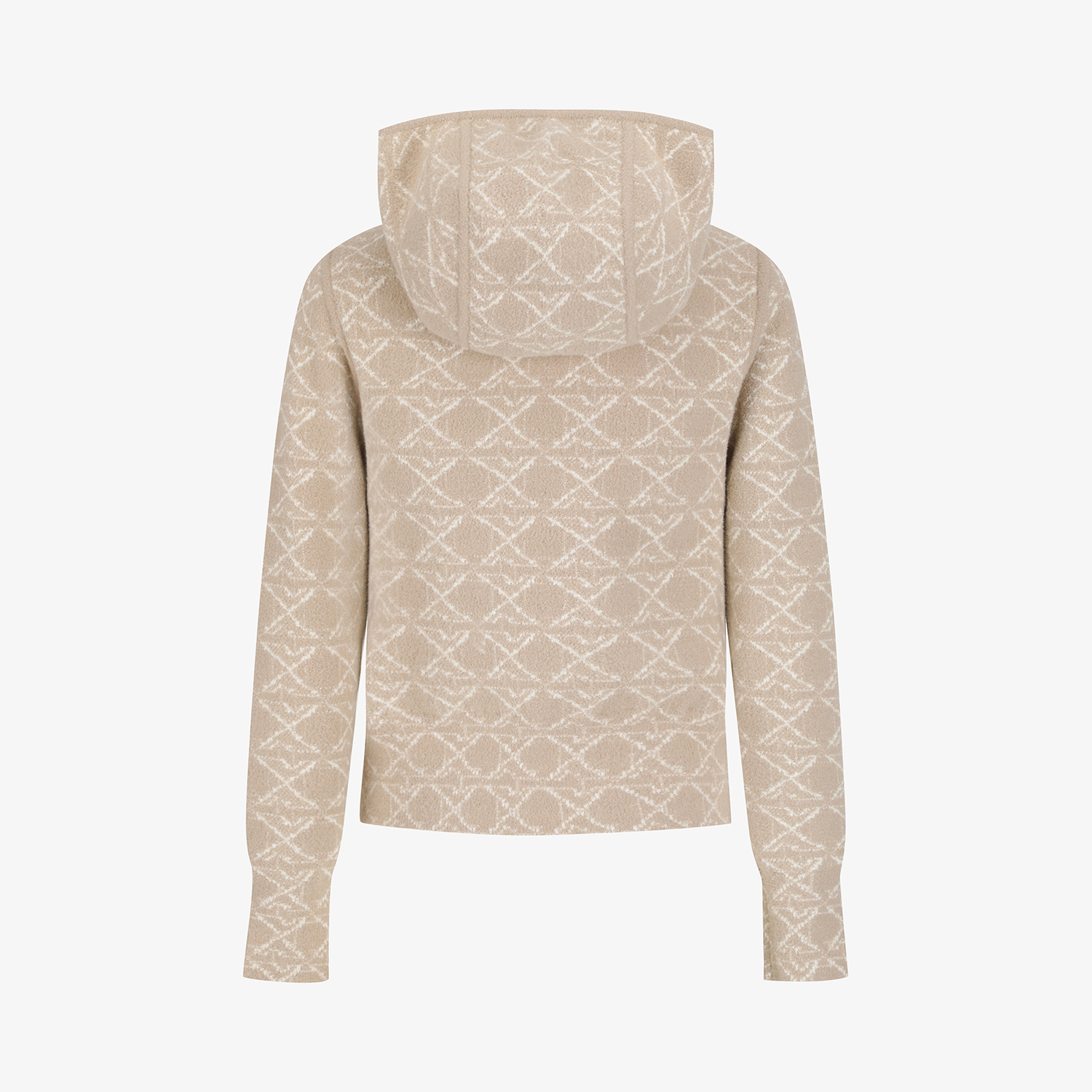 사우스케이프 여성 볼란테 자카드 니트 후드 집업_베이지