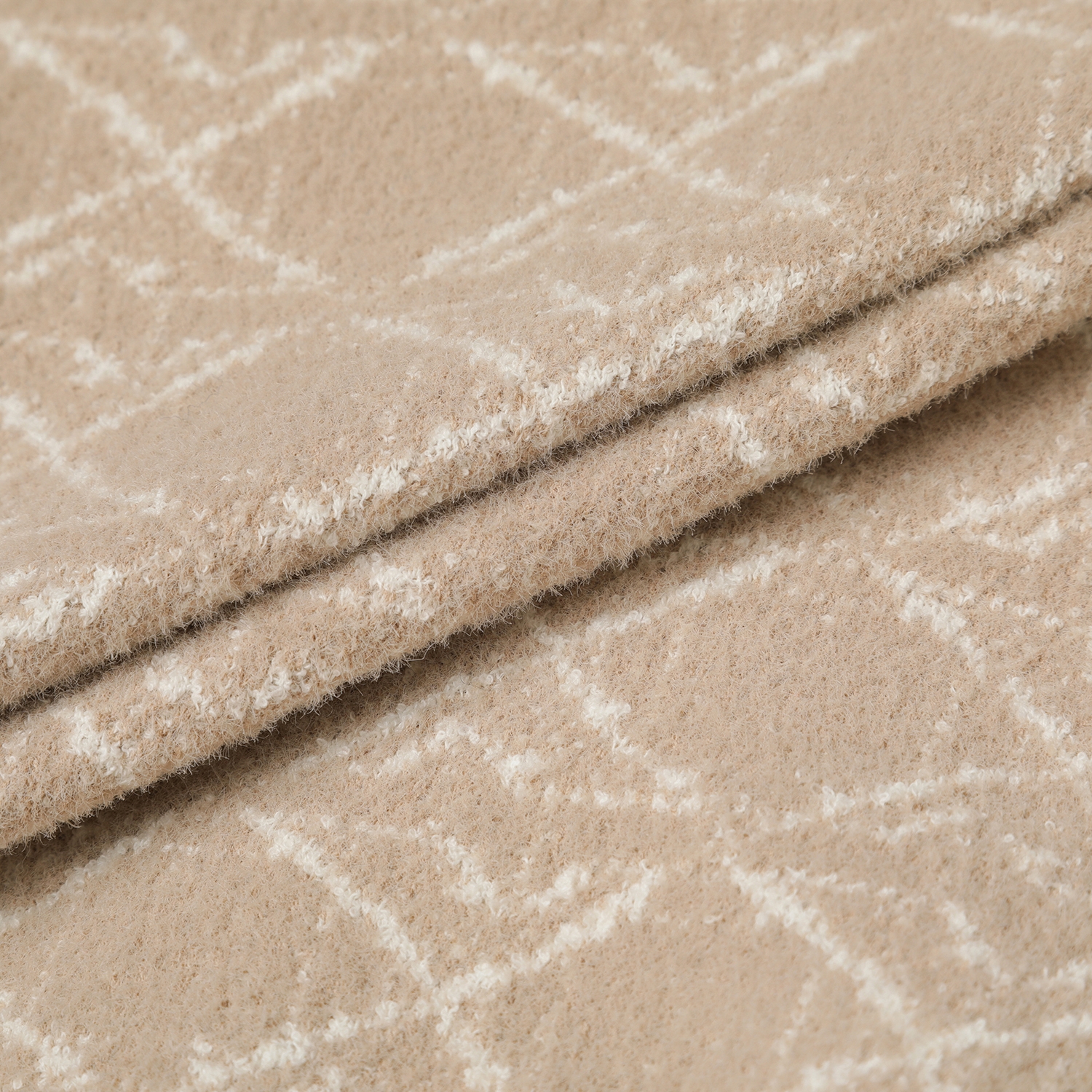 사우스케이프 여성 볼란테 자카드 니트 후드 집업_베이지