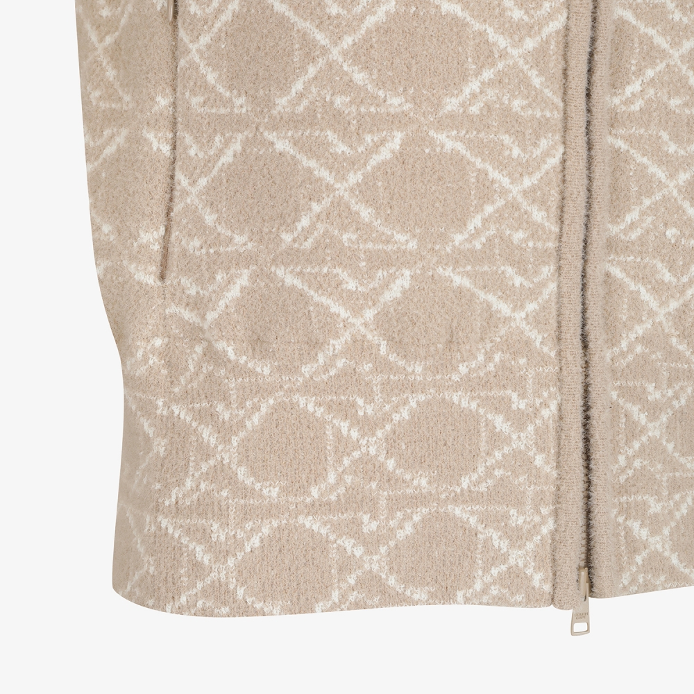 사우스케이프 여성 볼란테 자카드 니트 후드 집업_베이지