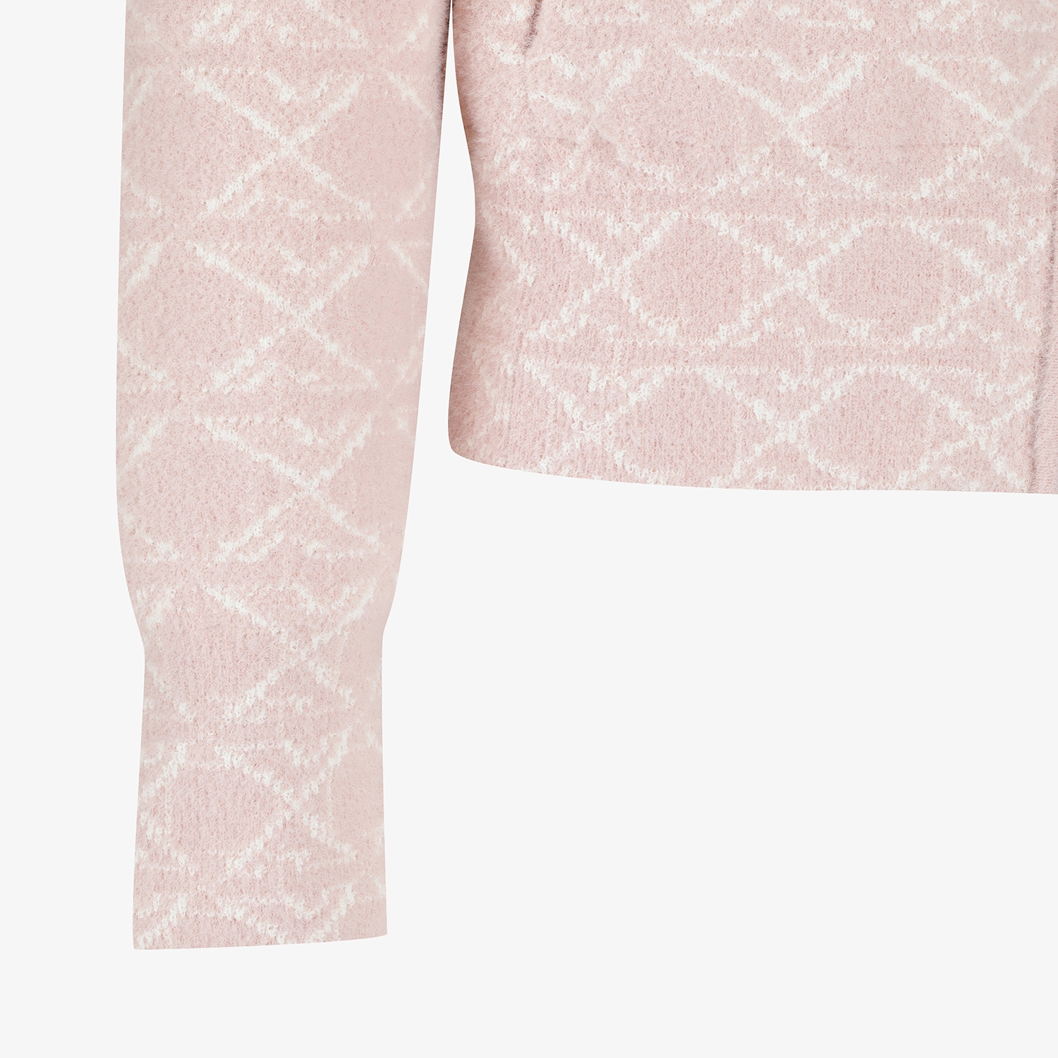 사우스케이프 여성 볼란테 자카드 니트 후드 집업_라이트 핑크