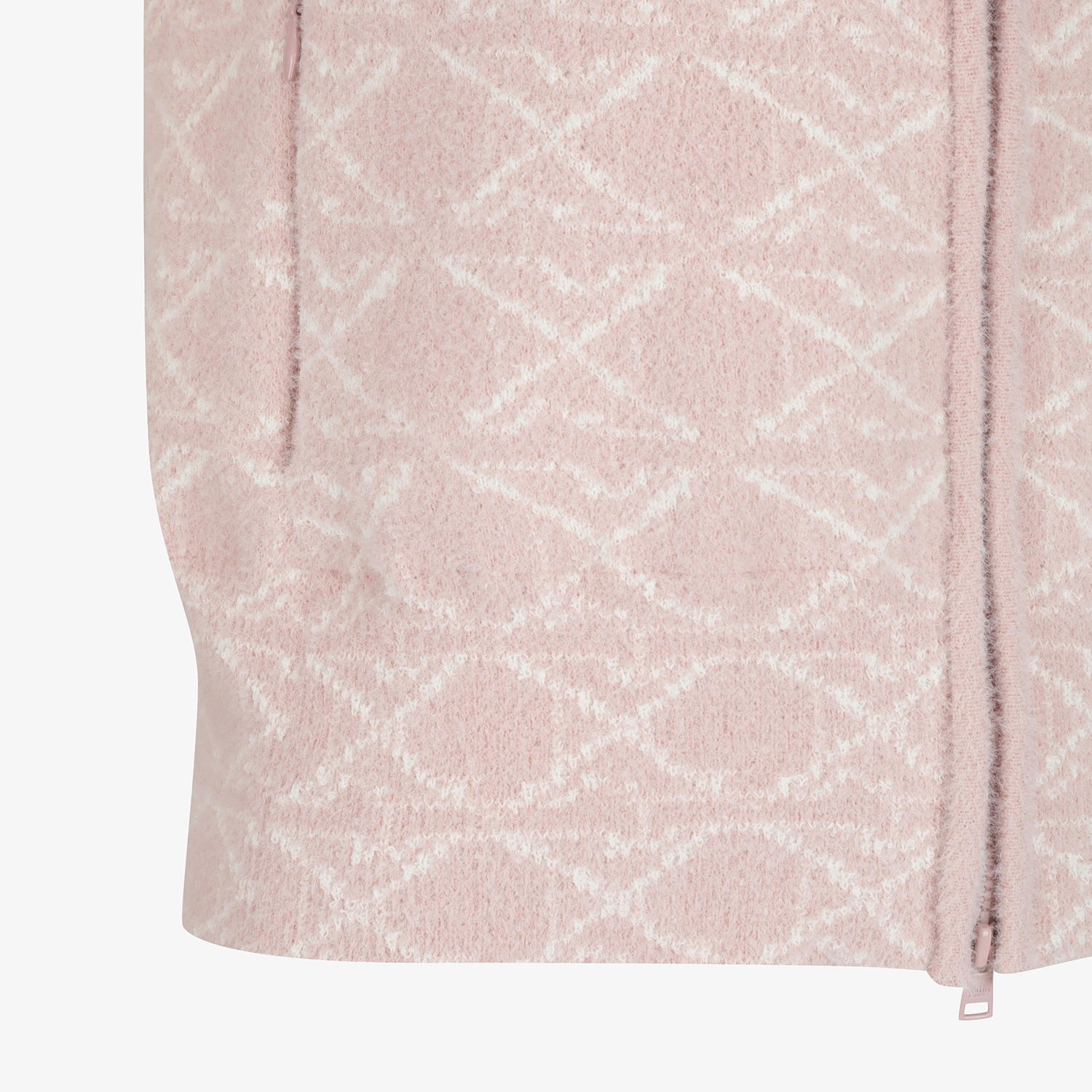 사우스케이프 여성 볼란테 자카드 니트 후드 집업_라이트 핑크