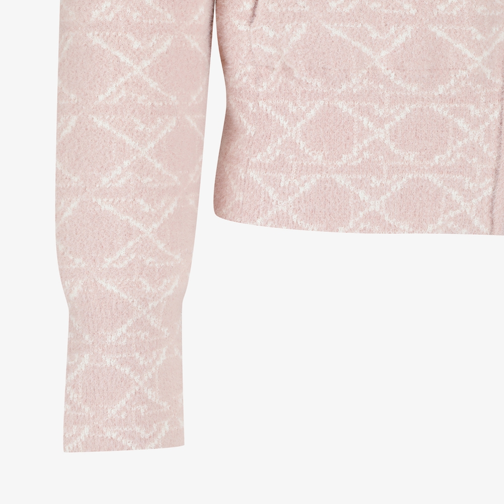 사우스케이프 여성 볼란테 자카드 니트 후드 집업_라이트 핑크