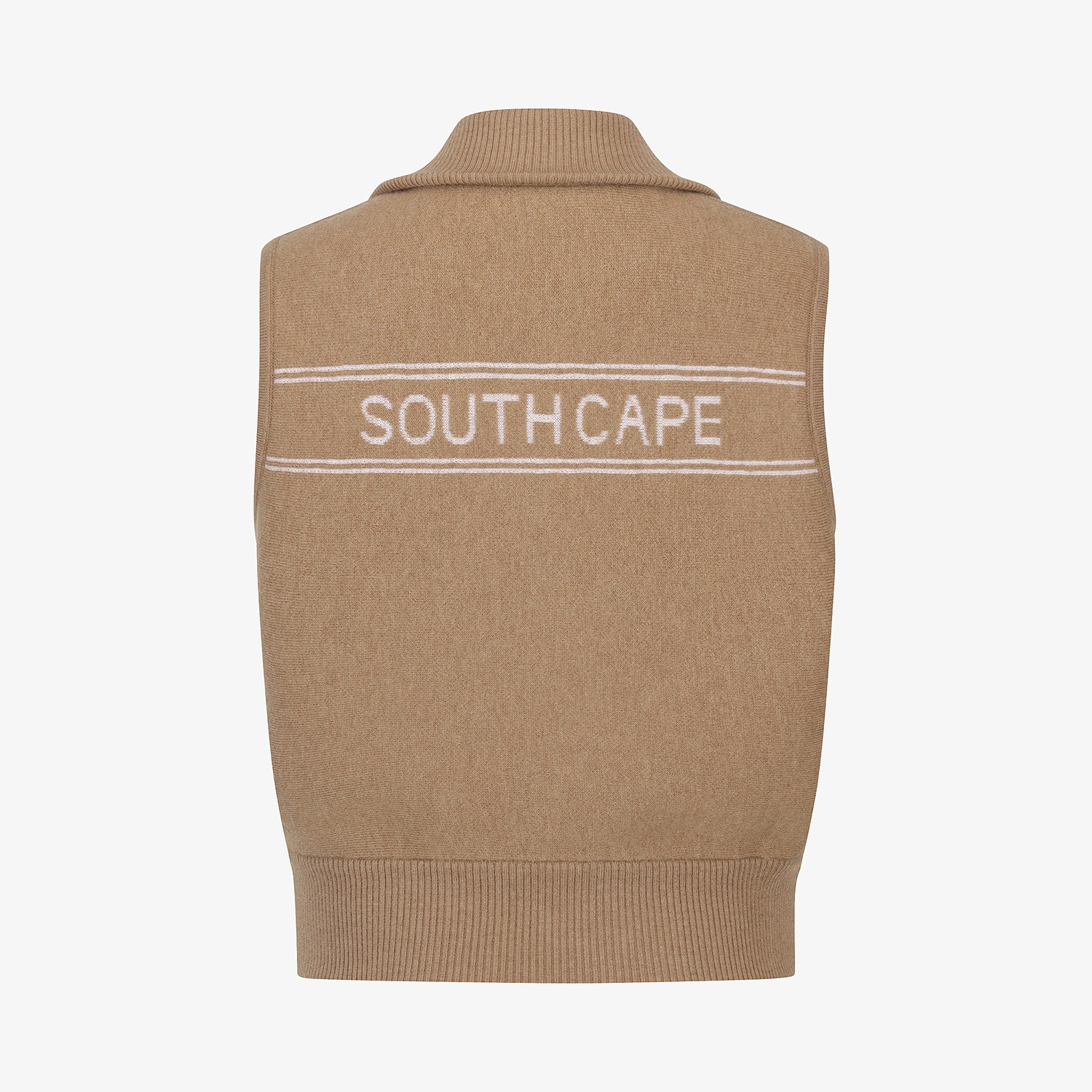 사우스케이프 여성 리버시블 자카드 니트 집업 베스트_베이지