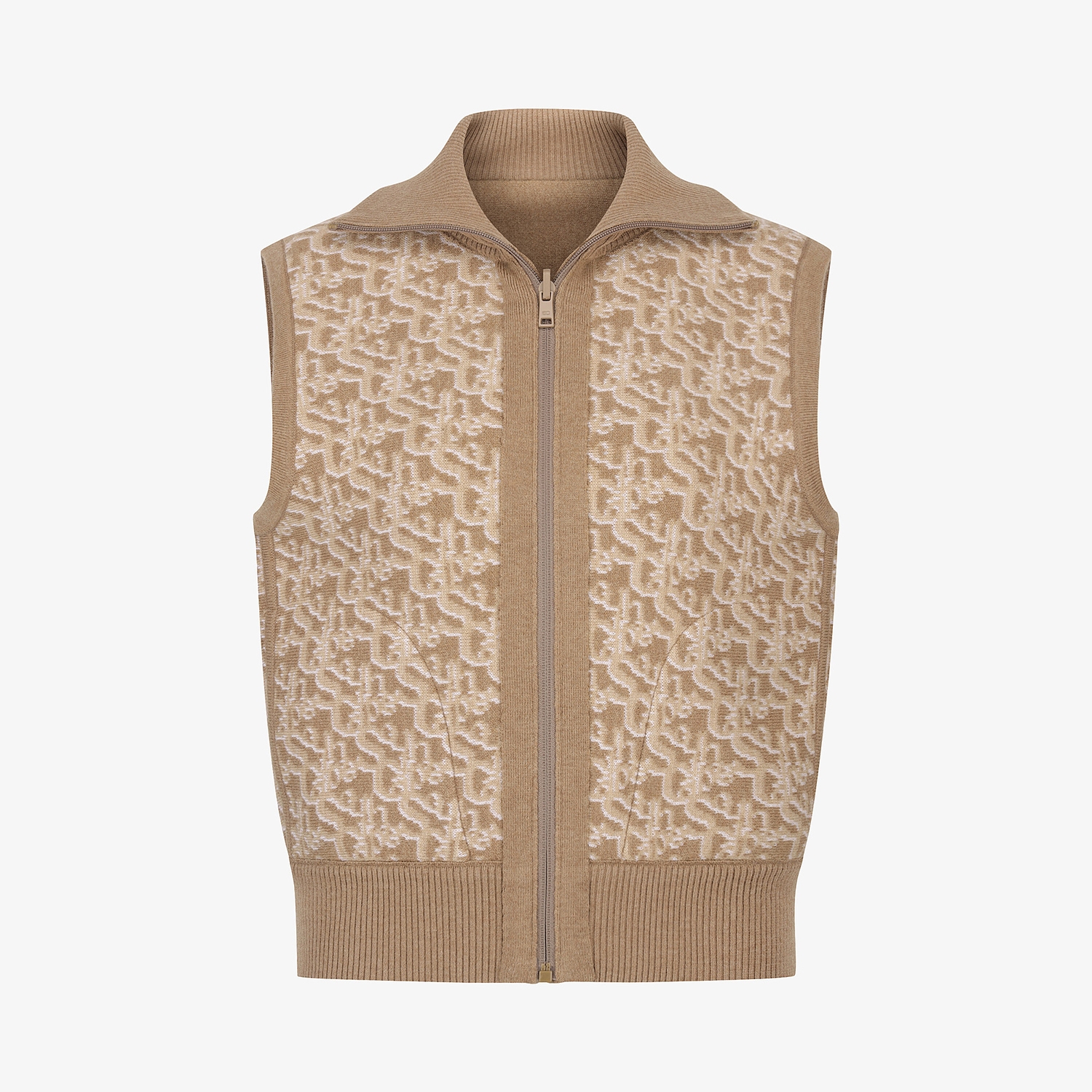 사우스케이프 여성 리버시블 자카드 니트 집업 베스트_베이지