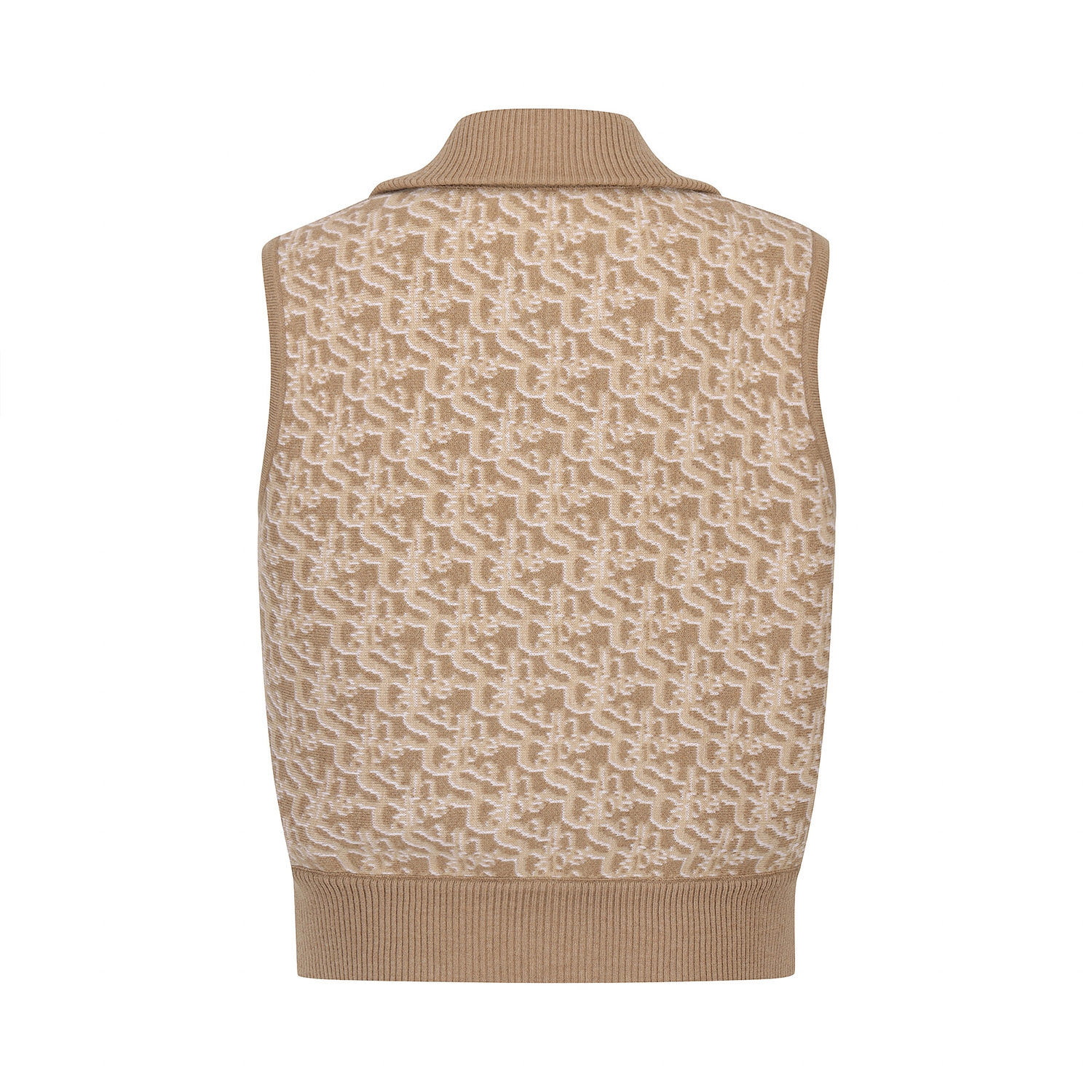 사우스케이프 여성 리버시블 자카드 니트 집업 베스트_베이지