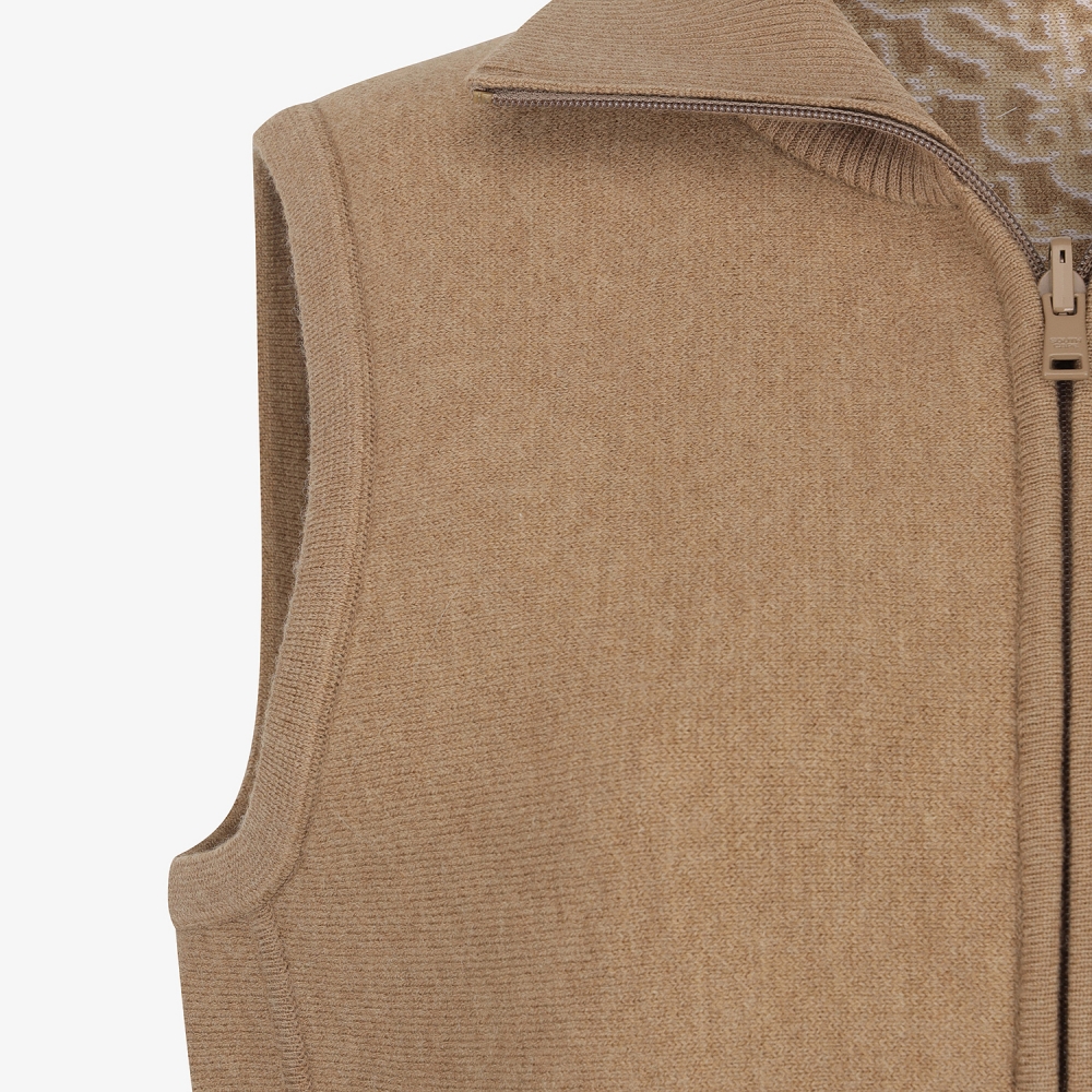 사우스케이프 여성 리버시블 자카드 니트 집업 베스트_베이지