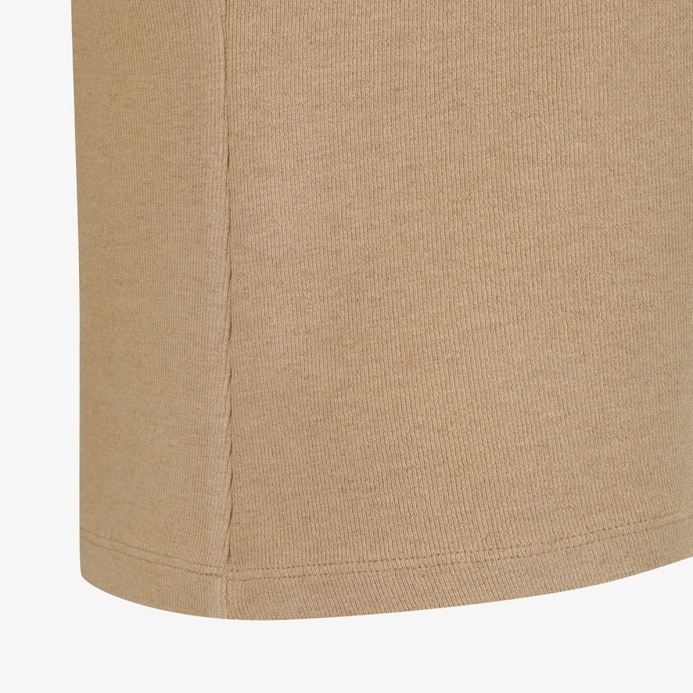 사우스케이프 여성 프릴 넥 울 하프 집업 티셔츠_베이지